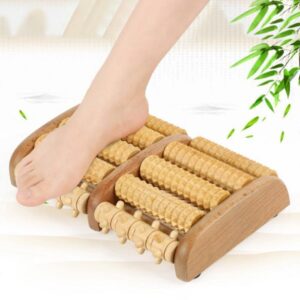 Dual Wooden Foot Massager Roller مدلك القدم الخشبي المزدوج