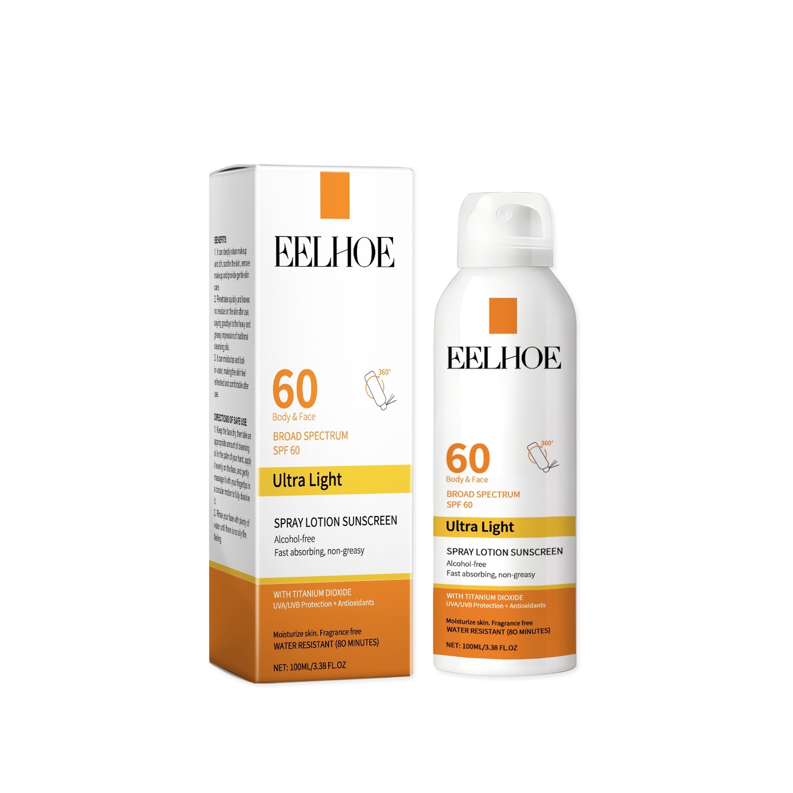Eelhoe Sunscreen Spray SPF 60 بخاخ واقي الشمس من إيلهو